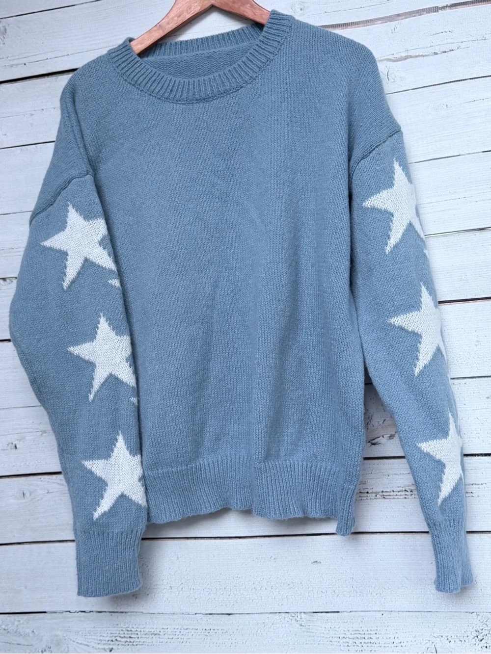 Women's Star Pattern Drop Shoulder Knit Sweater - XXL